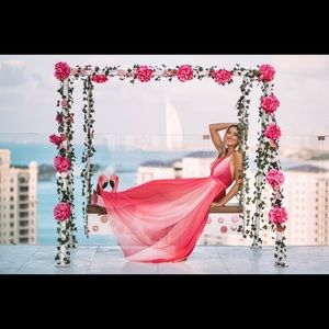 Beautiful flows multi color pink gown